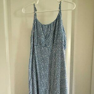 Abercrombie Kids Girls Ruched Slip  Dress Size 9/10 Blue Floral - Preloved